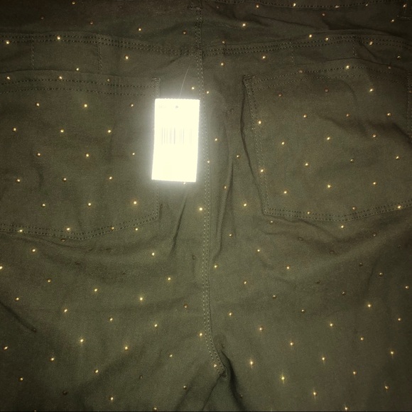 Like an Angel Olive Green Skinny Gold Studded Pant - Picture 2 of 6